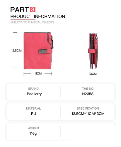 Billetera Baellerry Tarjetero De Hombre Cartera Cremallera - Imagen 8