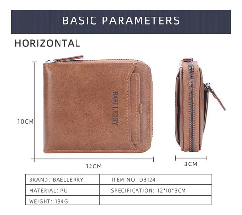Billetera Baellery D3124 Cartera Con Cremallera De Caballero - Imagen 4