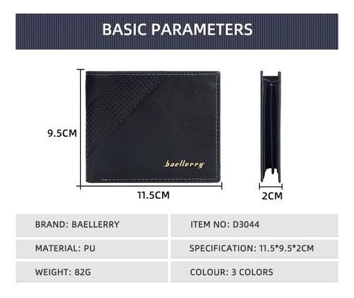 Billetera Casual De Cuero Cartera Caballero Baellerry D3044 - Imagen 5