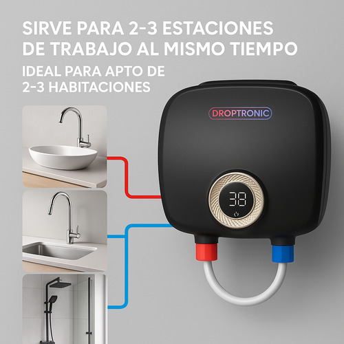 Calentador Agua Ilimitada Eléctrico Instantáneo Led 7kw 220v - Imagen 3