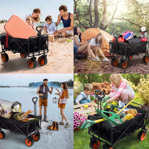 Carro De Playa Plegable Camping Picnic Carrito Transportador - Imagen 3