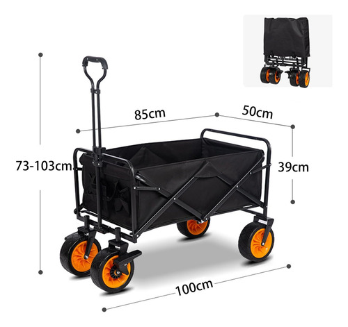 Carro De Playa Plegable Camping Picnic Carrito Transportador - Imagen 8