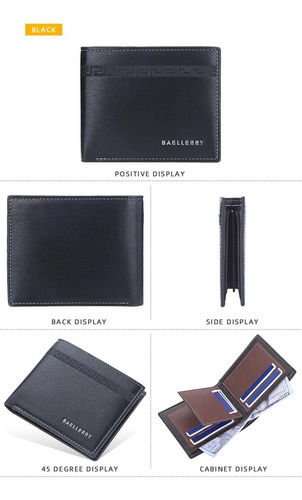 Cartera Baellery Billetera Clásica De Cuero Para Caballeros - Imagen 4