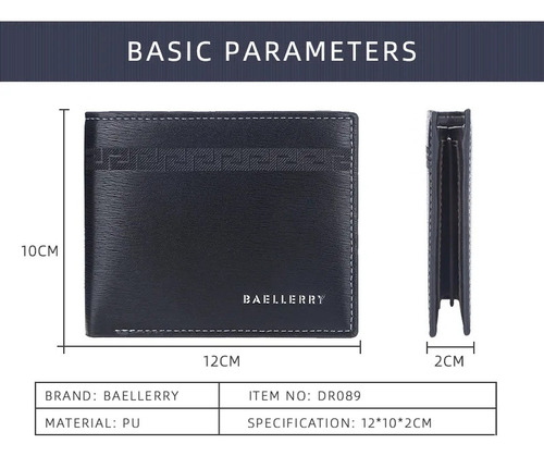 Cartera Baellery Billetera Clásica De Cuero Para Caballeros - Imagen 5
