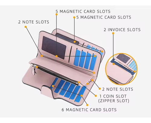 Cartera Baellery De Cuero Billetera Grande Para Damas - Imagen 12