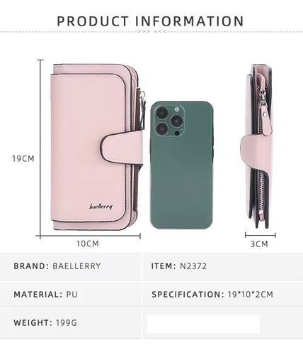 Cartera Baellery De Cuero Billetera Grande Para Damas - Imagen 4