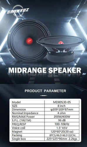 Corneta Altavoz De Rango Medio 8 Pulgadas Sonido Profesional - Imagen 4