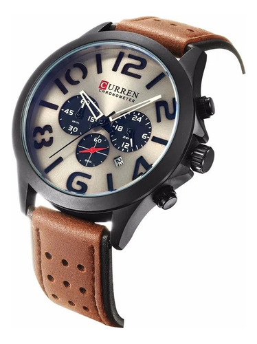 Reloj Curren 8244 Deportivo Cronógrafo Cuarzo Banda De Cuero - Imagen 5