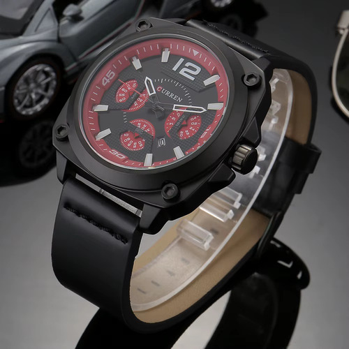 Reloj Curren 8260 Hombre Correa De Cuero Fecha Cronógrafo - Imagen 7