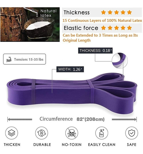 Ligas Bandas Morada De Resistencia 50-70lb Gym Crossfit - Imagen 2