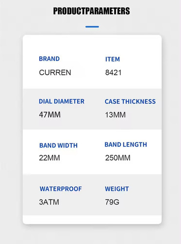 Reloj Casual Curren 8421 Con Cronógrafo Correa De Silicona - Imagen 7