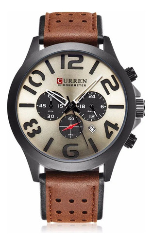 Reloj Curren 8244 Deportivo Cronógrafo Cuarzo Banda De Cuero - Imagen 4