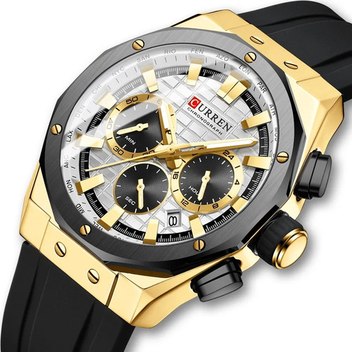 Reloj Curren 8464 Caballero Pulsera De Silicona Calendario - Imagen 2