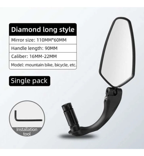 Espejo Retrovisor Cuadrado Rockbros Hd 360 Para Bicicletas - Imagen 4