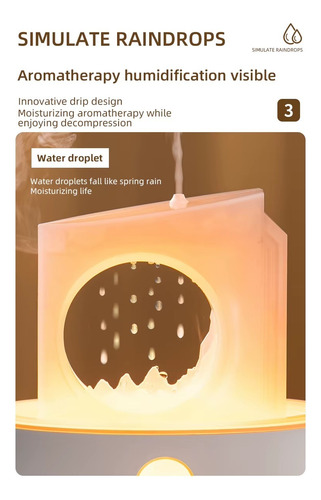 Humidificador Lámpara Nocturna De Volcán Gotas De Lluvia - Imagen 3