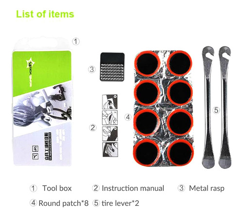 Juego De Parchos 2 Kit Reparación Tripa Bicicleta Rockbros - Imagen 6