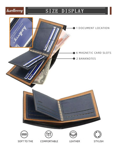 Billetera De Cuero Baellerry Dr024 Cartera Casual Hombre - Imagen 4