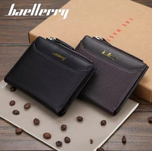 Billetera De Cuero Marca Baellery Con Cremallera Para Hombre - Imagen 2