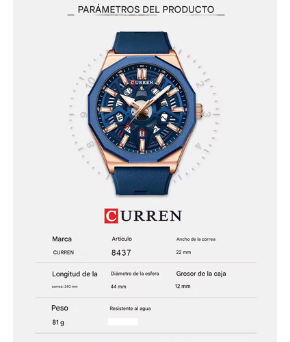 Reloj Curren 8437 Hombre Cronógrafo Fecha Correa De Silicona - Imagen 18