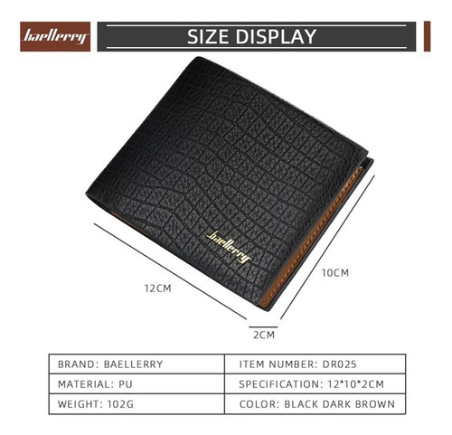 Billetera Baellery Cartera Diseño De Cocodrilo Para Hombre - Imagen 4