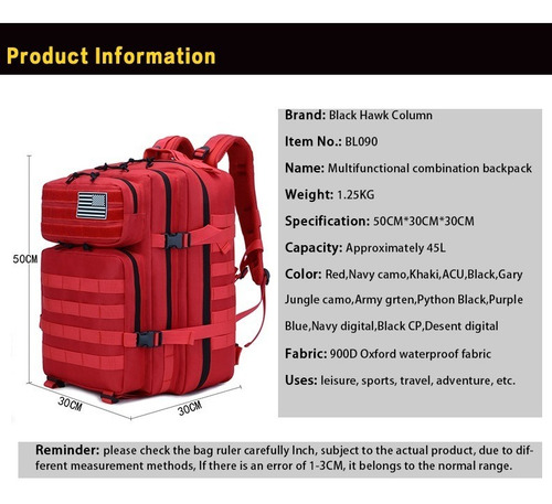 Bolso Morral Tactico Multi Funcional Crossfit Gym Viaje 50l - Imagen 7