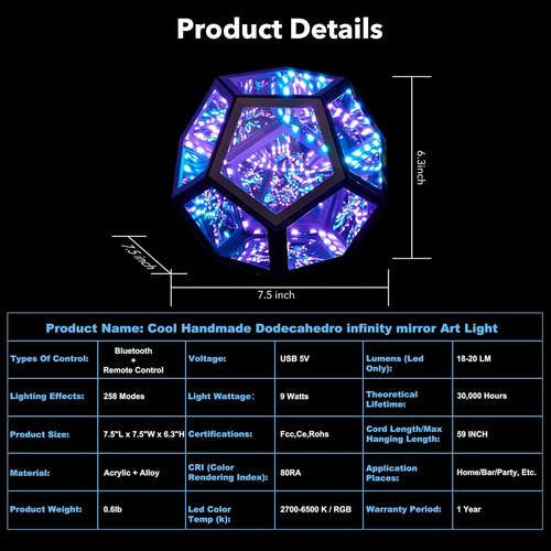 Lampara Led Proyector Infinito Rgb Iluminación Ambiental - Imagen 5