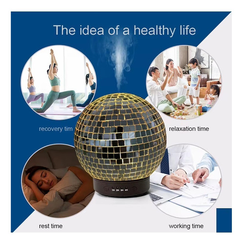 Humidificador Difusor Aromático 120ml Diseño Bola De Disco - Imagen 3