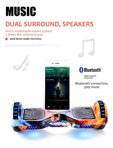 Patineta Eléctrica Hoverboard 10 Luces Led Corneta Bluetooth - Imagen 9