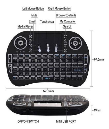 Mini Teclado Rii I8 Bluetooh Smart Tv Box Android Tablet - Imagen 2