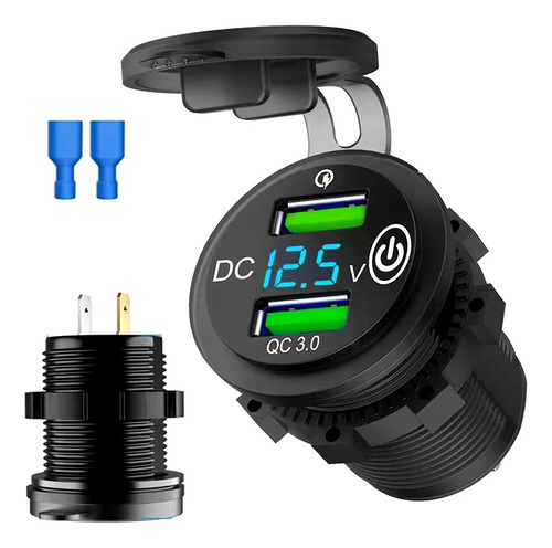 Cargador Usb Dual Qc 3.0 Carga Rápida Para Carro Moto 12-24v