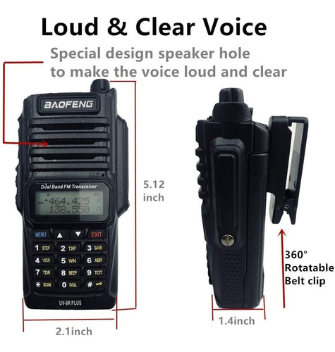 Radio Portatil Trasmisor Baofeng Uv9r Plus 15w 16 Km Uhf-vhf - Imagen 5