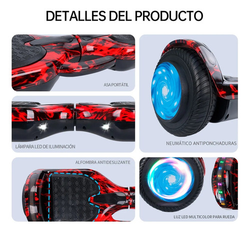 Patineta Eléctrica Hoverboard 10 Luces Led Corneta Bluetooth - Imagen 5