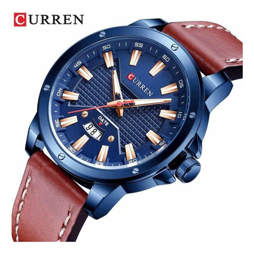 Reloj De Hombre Cuero Curren 8376 Puntero Fecha Analógico - Imagen 2