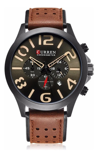 Reloj Curren 8244 Deportivo Cronógrafo Cuarzo Banda De Cuero - Imagen 8