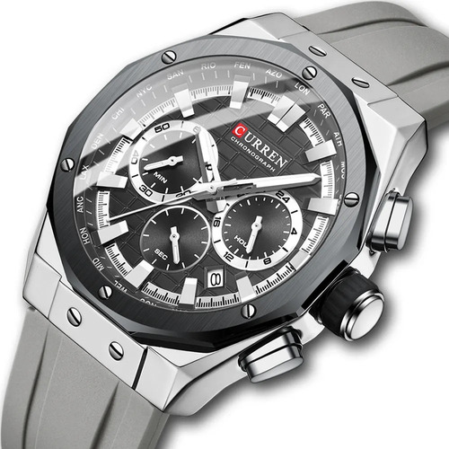 Reloj Curren 8464 Caballero Pulsera De Silicona Calendario - Imagen 11