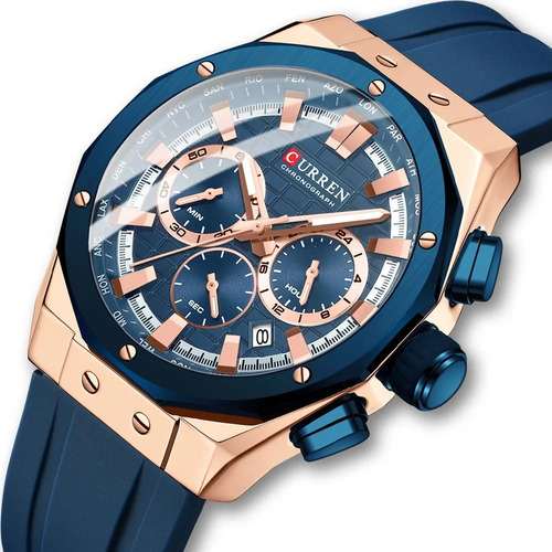 Reloj Curren 8464 Caballero Pulsera De Silicona Calendario - Imagen 7