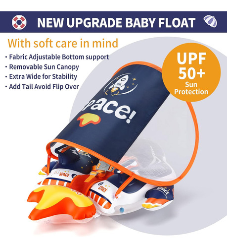 Flotador Para Niños Inflable De Cohete Con Techo Sombrilla - Imagen 3