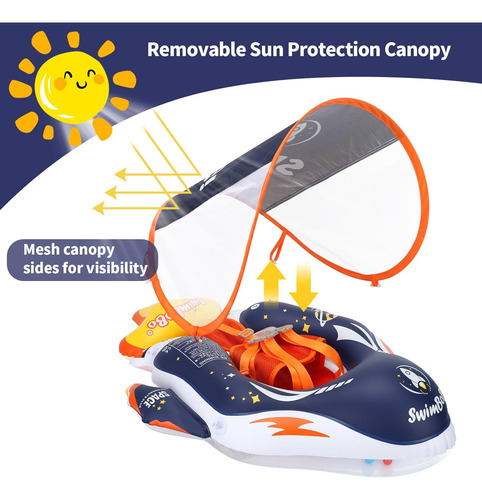 Flotador Para Niños Inflable De Cohete Con Techo Sombrilla - Imagen 4