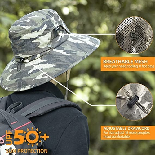 Gorro Sombrero Camuflajeado De Pescador Playero Rockbros - Imagen 8