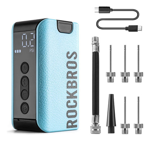 Inflador Bomba Eléctrica Portátil Rockbros Display Digital