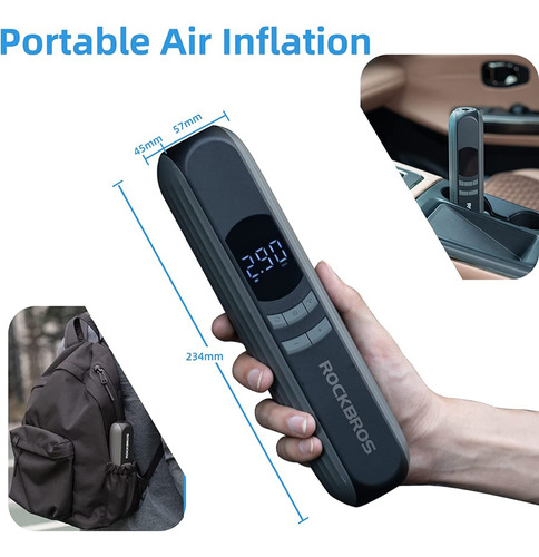 Inflador Manómetro Rockbros Electrónico De 150psi Recargable - Imagen 3