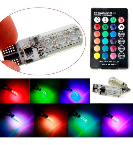 Kit De Muelitas Led T10 Multicolor Rgb Con Control - Imagen 3