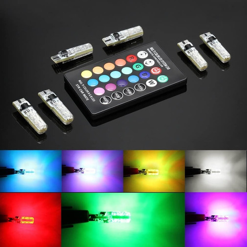 Kit De Muelitas Led T10 Multicolor Rgb Con Control - Imagen 5