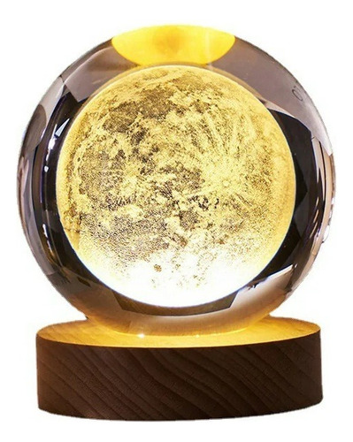 Lámpara De Noche Planeta 3d Bola De Cristal Base De Madera - Imagen 16