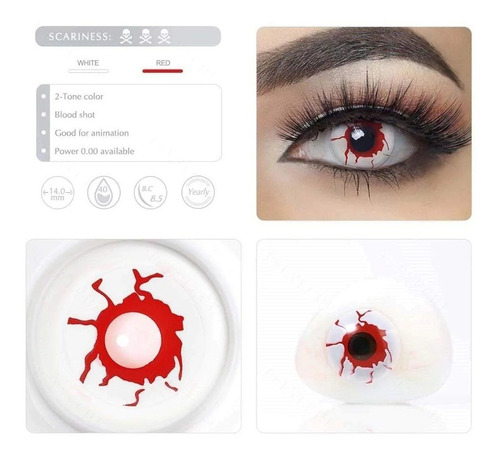 Lentes De Contacto Para Halloween Sangre Vampiro Zombie - Imagen 4