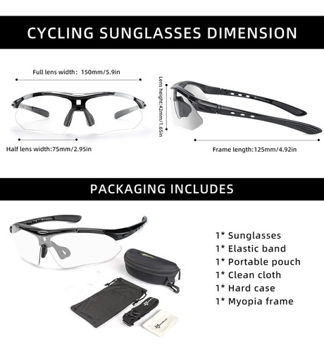 Lentes Fotocromáticos Rockbros Gafas Deportivas Con Straps - Imagen 16