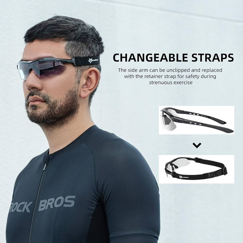 Lentes Fotocromáticos Rockbros Gafas Deportivas Con Straps - Imagen 4