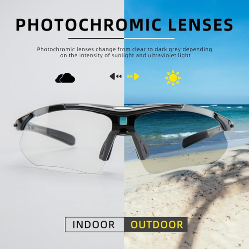 Lentes Fotocromáticos Rockbros Gafas Deportivas Con Straps - Imagen 6