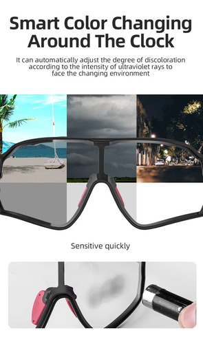 Lentes Negro De Ciclismo Fotocromáticos Deportivos Rockbros - Imagen 5