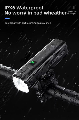 Linterna Luz Delantera Aluminio Bicicleta Rockbros Rhl1500 - Imagen 5